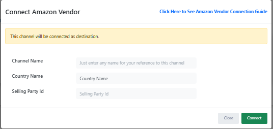 Connect Amazon Vendor form