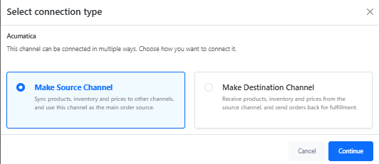 Connect Acumatica as a source channel