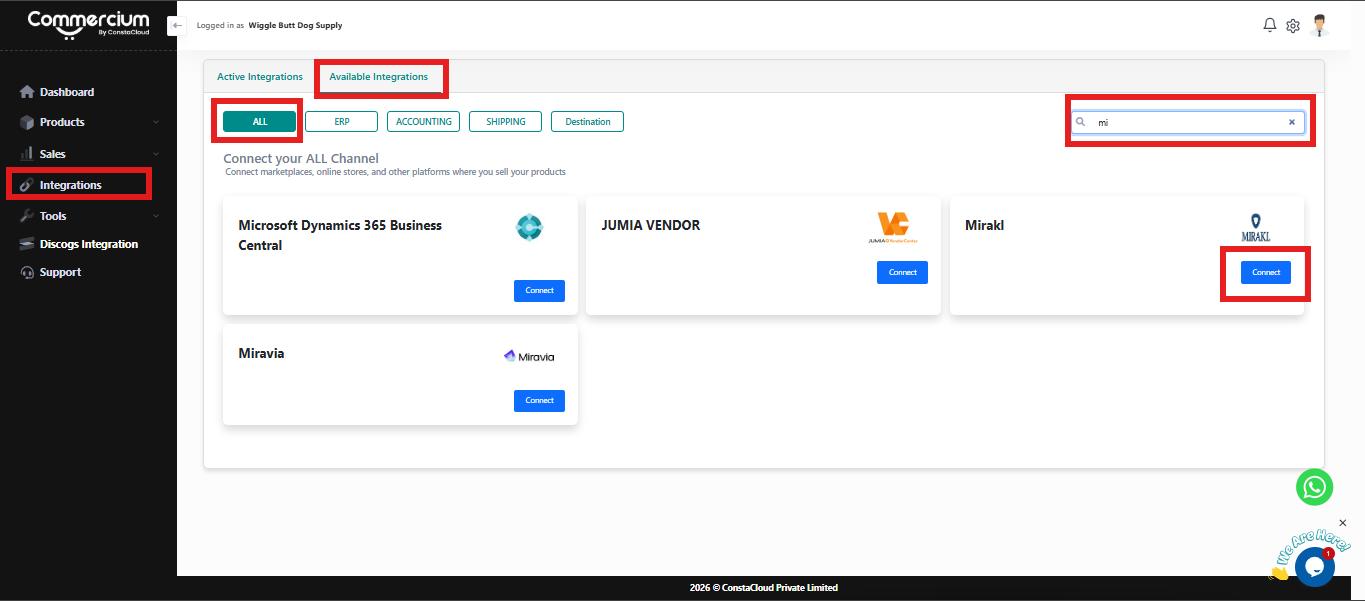 Commercium dashboard