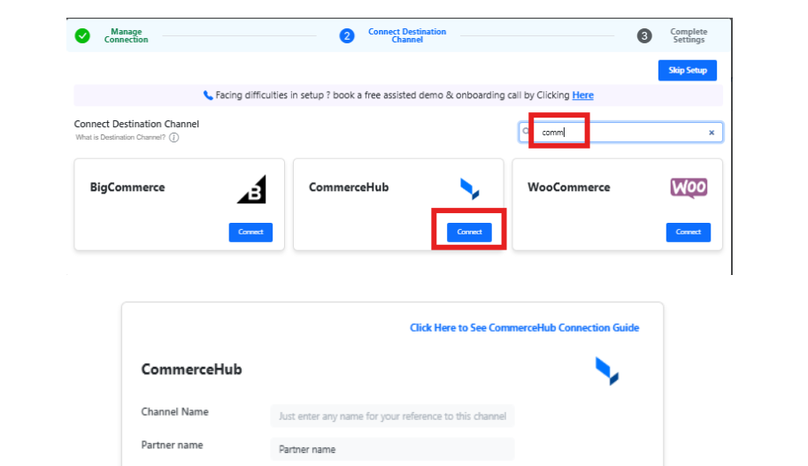 Connect Shopify channel form