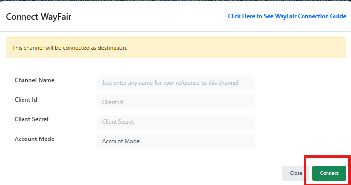 Connect Wayfair form