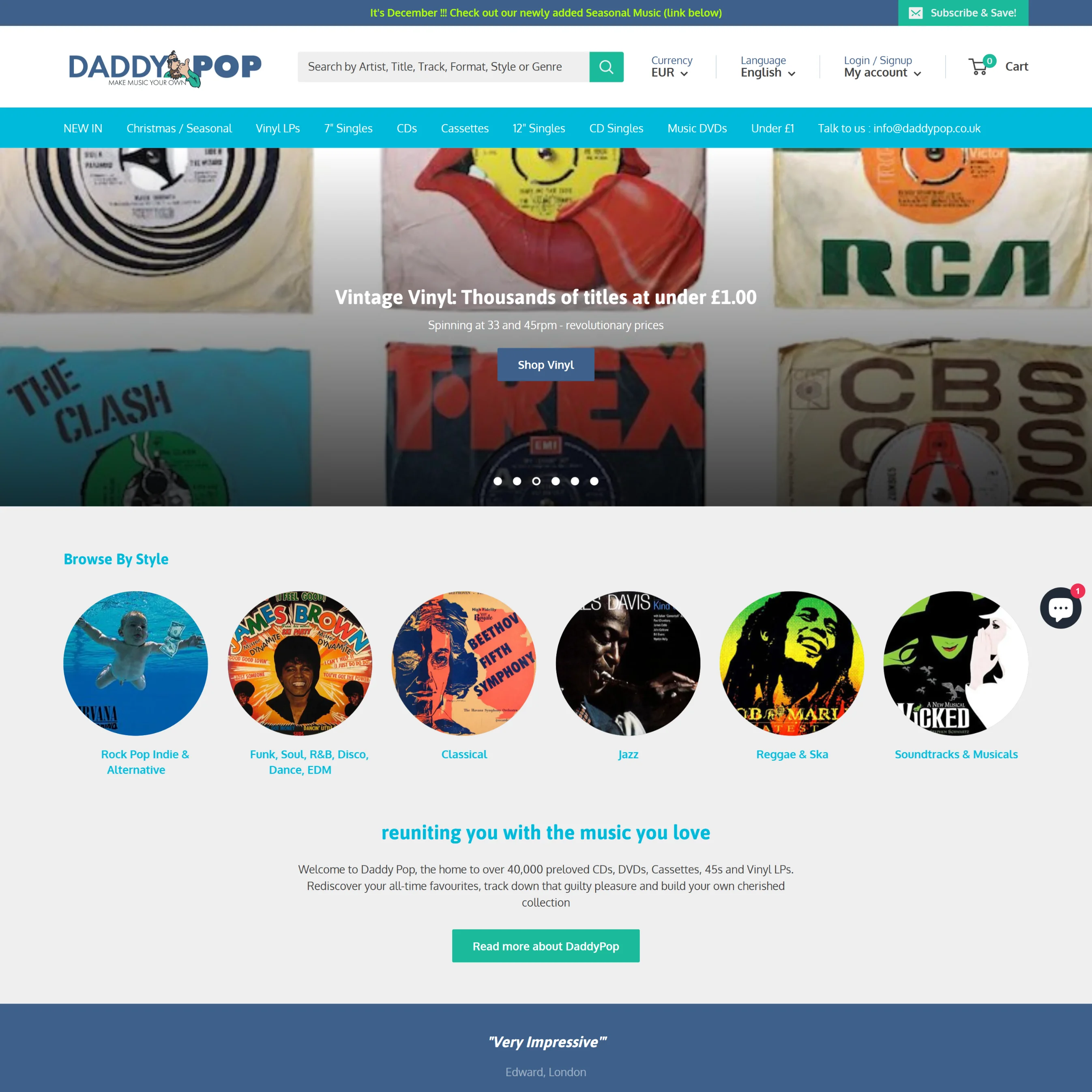 Daddy Pop Shopify record store